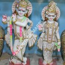 36" Marble Radha Krishna Murti Hand Painted Art Religious Gift Home Decor H5759B