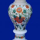 12" White Marble Flower Vase Mosaic Inlay Hakik Collectible Gifts Home Art Decor 12" White Marble Flower Vase Mosaic Inlay Hakik Collectible Gifts Home Art Decor