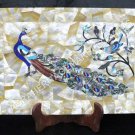 12"x18" Marble Serving Tray Peacock Inlay Art Golden Mother of Pearl Decor E1387 12"x18" Marble Serving Tray Peacock Inlay Art Golden Mother of Pearl Decor E1387
