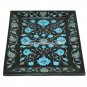 9"x6" Black Marble Tray Turquoise Inlay Floral Fine Arts Decorative kitchen E93