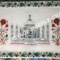 15"x10" Marble White Serving Tray Taj Mahal Malachite Inlay Floral Decor H3413