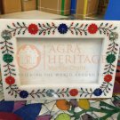 26"x20" White Marble Photo Frame Rare Gemstone Marquetry Inlay Art Home Gift