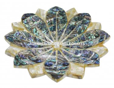 Marble Fruit Inlay Bowl Pauashell Mother of Pearl Precious Stone Decor H1423