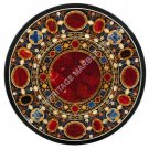 Marble 34" Round Dining Table Top Scagliola Inlay Italian Christmas Decor E1518 Marble 34" Round Dining Table Top Scagliola Inlay Italian Christmas Decor E1518
