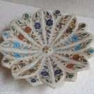 10" White Marble Fruit Bowl Multi Inlay Floral Marquetry Design Kitchen Decor 10" White Marble Fruit Bowl Multi Inlay Floral Marquetry Design Kitchen Decor