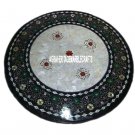 Black Marble Coffee Table Top Mother of Pearl Inlay Occasional Furniture H3840