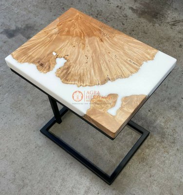 White Handmade Resin Woodenworking Epoxy Custom Sofa Dining Table Top Home Decor