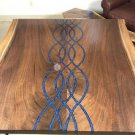 Resin Dining Table Wooden Blue Transparent Epoxy River Resin Antique Design Deco