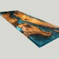 Blue Resin River Live Edge Dining Confrence Center Table Top Natural Wood Decor