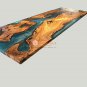 Blue Resin River Live Edge Dining Confrence Center Table Top Natural Wood Decor