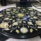 15" Round Marble Black Coffee Center Top Table Abalone Inlay Stone Decor E1261 15" Round Marble Black Coffee Center Top Table Abalone Inlay Stone Decor E1261