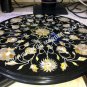 15" Round Marble Black Coffee Center Top Table Abalone Inlay Stone Decor E1261