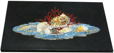 Marble Coffee Mosaic Table Top Rare Gemstone Inlaid Marquetry Arts Decor H2982