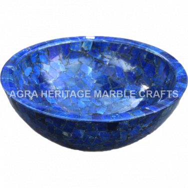 Marble Wash Basin Sink Lapis Lazuli Random Inlay Bathroom Kitchen Decor H4984