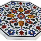 White Marble Coffee Center Table Top Lapis Marquetry Floral Inlay Decor H2981