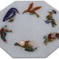 6"x6" White Marble Wall Decor Tile Multi Stone Birds Design Living Room Decor