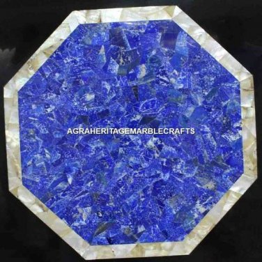 24" Marble Coffee Table Lapis Lazuli Abalone Stone Inlay Art Ourdoor Decor H4451