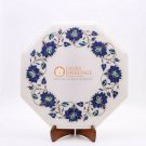 White Marble Top Coffee Side Table Lapis Inlaid Pietradura Floral Arts Gift Her
