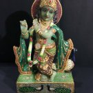 14" Handmade Real Green Pizer Lord Krishna Statue Decorative Wedding Gift Decor