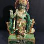 14" Handmade Real Green Pizer Lord Krishna Statue Decorative Wedding Gift Decor