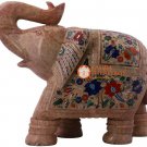 12" Marble Trunk Up Elephant Statue Carnelian Semi Precious Bedroom Decor Gifts