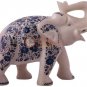 12" White Trunk Up Elephant Lapis Lazuli Stone Floral Design New Year Eve Gifts