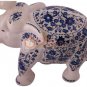 12" White Trunk Up Elephant Lapis Lazuli Stone Floral Design New Year Eve Gifts