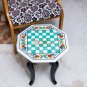 Marble White Handmade Chess Set With Counter Top Multi Stone Inlaid Arts Decor