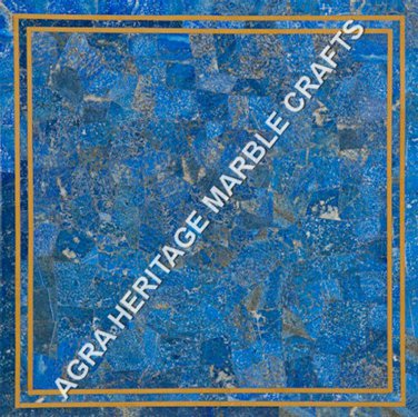 18" Random Lapis Lazuli Inlaid Marble Kitchen Side Table Top Garden Decor H5152B