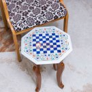 Marble White Chess Set With Stand Top Table Lapis Inlaid Mosaic Art Gift For Her Marble White Chess Set With Stand Top Table Lapis Inlaid Mosaic Art Gift For Her