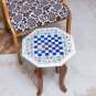 Marble White Chess Set With Stand Top Table Lapis Inlaid Mosaic Art Gift For Her