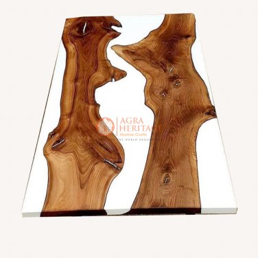 Custom Order Epoxy Resin Top Dining Table White Resin River Walnut Design Decor