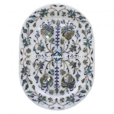 12"x9" Marble Serving Tray Pauashell Lapis Lazuli Inlay Stone Gifts Decor E97
