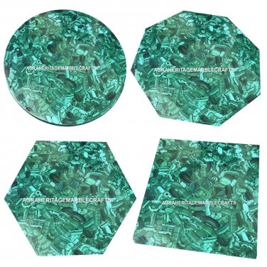 Marble Center Coffee Top Table Random Malachite Inlay Stone Housewarming Gift