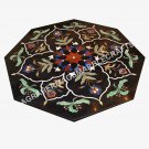 Black Marble Coffee Outdoor Center Table Top Marquetry Inlay Home Decor E505