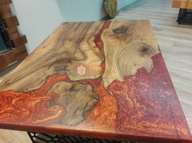 Special order for Yannick Epoxy Red Resin Top Dining Room Table Hallway Decor