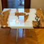 White Epoxy Resin Wood Custom Corridor Dining Table Tops Handmade Living Decor