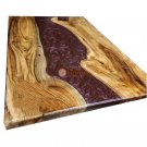 Oak Table with Shiny Red Epoxy River Fully Handmade Dining Customize Table Tops Oak Table with Shiny Red Epoxy River Fully Handmade Dining Customize Table Tops