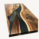 Live Edge Spalted Maple Bar Top Table Epoxy Black Resin River Handmade Art Decor