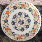 White Round Marble Center Home Cafe Table Top Lapis Hakik Inlay Arts Decor H5388