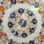 White Round Marble Center Home Cafe Table Top Lapis Hakik Inlay Arts Decor H5388