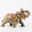 Natural Soapstone Marble Trunk Up Elephant Statue Handmade Inlaid Multi Stone Natural Soapstone Marble Trunk Up Elephant Statue Handmade Inlaid Multi Stone