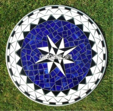 White Marble Dining Table Top Lapis Stones Inlaid Kitchen Furniture Decor H3797