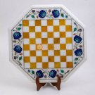 White Marble Chess Set Indoor Game Top Table Inlaid Marquetry Mosaic Inlaid Arts