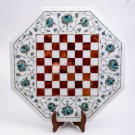 Marble White Chess Inlaid Set Top Handmade Indoor Game Carnelian Mosaic Art Deco Marble White Chess Inlaid Set Top Handmade Indoor Game Carnelian Mosaic Art Deco