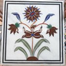 White Marble Coffee Table Top Carnelian Art Inlaid Outdoor Mosaic Decor H3341