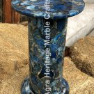 21" Tall Blue Agate Stand Base Round Shape Semi Precious Design Unique Decor 21" Tall Blue Agate Stand Base Round Shape Semi Precious Design Unique Decor