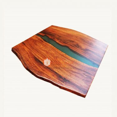 Green Resin Designer Epoxy Coffee Custom Table Top Live Edge Luxury Interior Art