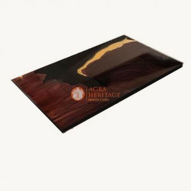 Dark Brown Agate Dining Table Top Epoxy Semi Finished Furniture Restaurant Decor