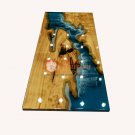 Transparent Blue Epoxy Dining Table Custom Wood Epoxy Furniture Luxury Ocean Art